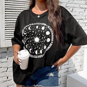 Women’s Black Graphic Moon Phase T-Shirt